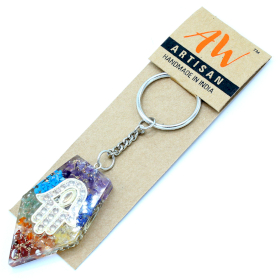 Orgonite Power Keyring - Gemstone Chakra Hamsa