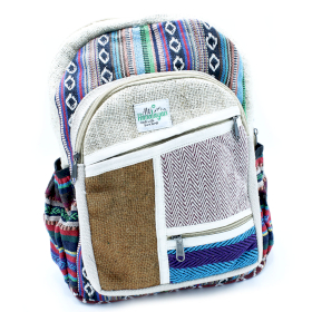 Small Hemp Backpack - Zig Zag Zips Style
