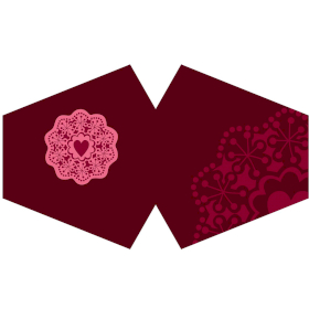 Reusable Fashion Face Covering - Red Mandala Heart  (Adult)