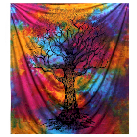 Double Cotton Bedspread + Wall Hanging - Winter Tree