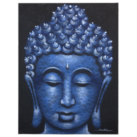 Buddah Painting - Blue Brocade Detail