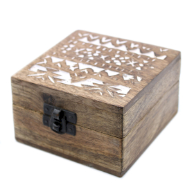 White Washed Wooden Box - 4x4 Slavic Design