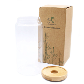 Cottage Bamboo Glass Jar - 15cm