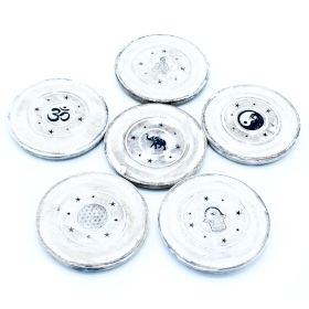 White Washed Incense Holder - Cone and Incense Disc