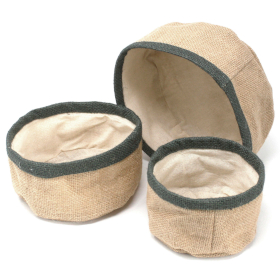 Set of 3 Natural Jute Baskets - Charcoal