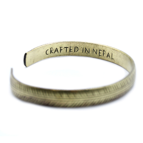 Brass Tibetan Bracelet - Slim Tribal Leaf