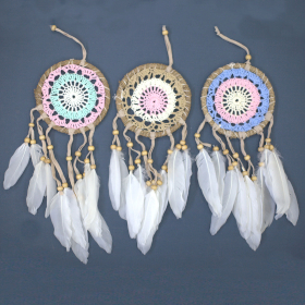 6x Pastel Pink Macramé Dream Catcher 12cm (asst colours)