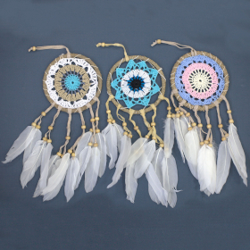 6x Pastel Blue Macramé Dream Catcher 12cm (asst colours)