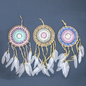 6x Pastel Pink Macramé Dream Catcher 16cm (asst colours)