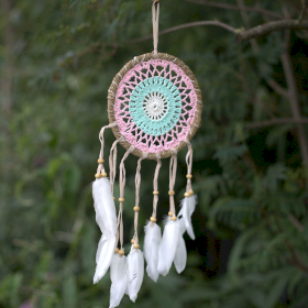 Pastel Pink Macramé Dream Catcher 16cm (asst colours)