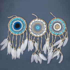 6x Pastel Blue Macramé Dream Catcher 16cm (asst colours)