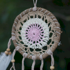 Pastel Pink Macramé Dream Catcher 12cm (asst colours)