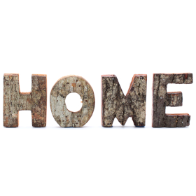 4x Rustic Bark Letter Set - HOME (4) - 7cm