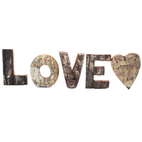 4x Rustic Bark Letter Set - LOVE (4)  -  7cm