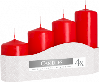 Set of Pillar Candles  50mm (11/16/22/33H) (4 pieces) - Red
