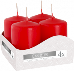 Set of Pillar Candles  40x60mm (4 pieces) - Red