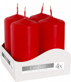 Set of Pillar Candles  40x80mm (4 pieces) - Red