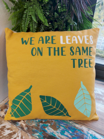 Printed Cotton Cushion Cover - We are Leaves - Yellow