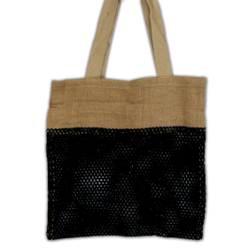 Pure Soft Jute and Cottong Mesh Bag - Black