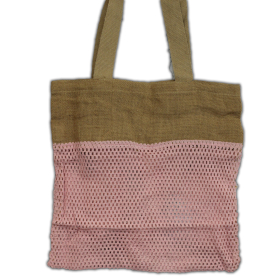Pure Soft Jute and Cottong Mesh Bag - Rose