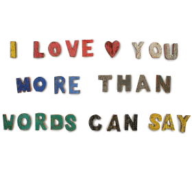 28x Colour Rustic Bark Letters - I love you more than words can say(28)