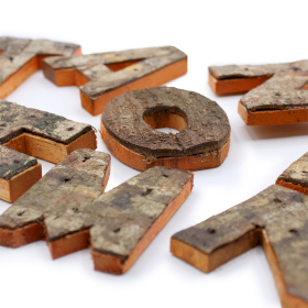 4x Colour Rustic Bark Letters - HOME (4)