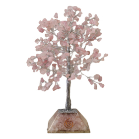 Gemstone Tree with Organite Base - 320 Stone - Rose Quartz