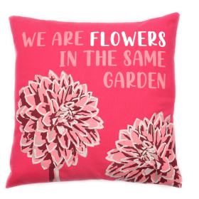 Printed Cotton Cushion Cover - We are Flowers - Pink