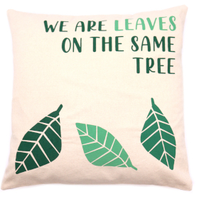 Printed Cotton Cushion Cover - We are Leaves - Natural