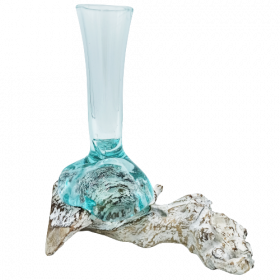 Molten Glass on Whitewash Wood - Vase - Medium