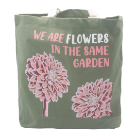 Printed Cotton Bag - We are Flowers - Olive