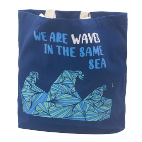 Printed Cotton Bag - We are Waves - Blue