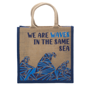 Printed Jute Bag - We are Waves - Natural