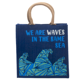 Printed Jute Bag - We are Waves - Blue