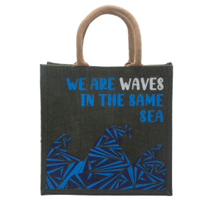 Printed Jute Bag - We are Waves - Grey