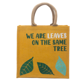 Printed Jute Bag - We are Leaves - Yellow
