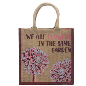 Printed Jute Bag - We are Flowers - Natural