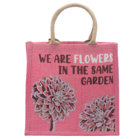 Printed Jute Bag - We are Flowers - Pink