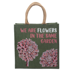 Printed Jute Bag - We are Flowers - Olive