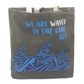 Printed Cotton Bag - We are Waves - Grey