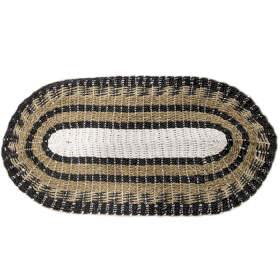 Oval Seagrass Black, White & Tan - Classic - 60x120cm