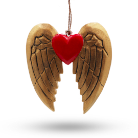 2x Gold Xmas Angel Wing & Heart - black detail