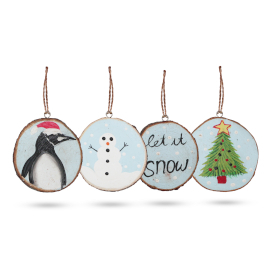 Let it Snow - Hand Painted Log Xmas Decor (set of 4)