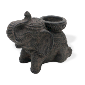 Elephant Incense & Candle Holder (black antique)