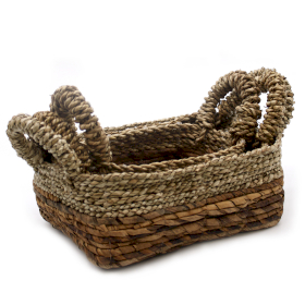 Banana Leaf & Seagrass Square Basket- Set of 3