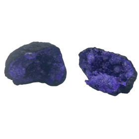 Coloured Calsite Geodes - Black Rock - Blue