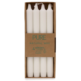 4x Pure Natural Wax Dinner Candle 250x23 - White