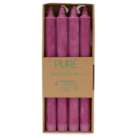 4x Pure Natural Wax Dinner Candle 25x2.3 - Fushcia