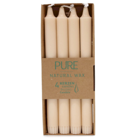 4x Pure Natural Wax Dinner Candle 25x2.3 - Sahara