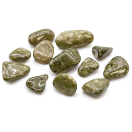 Bag of 12 Medium African Tumble Stones - Epidote Snowflake